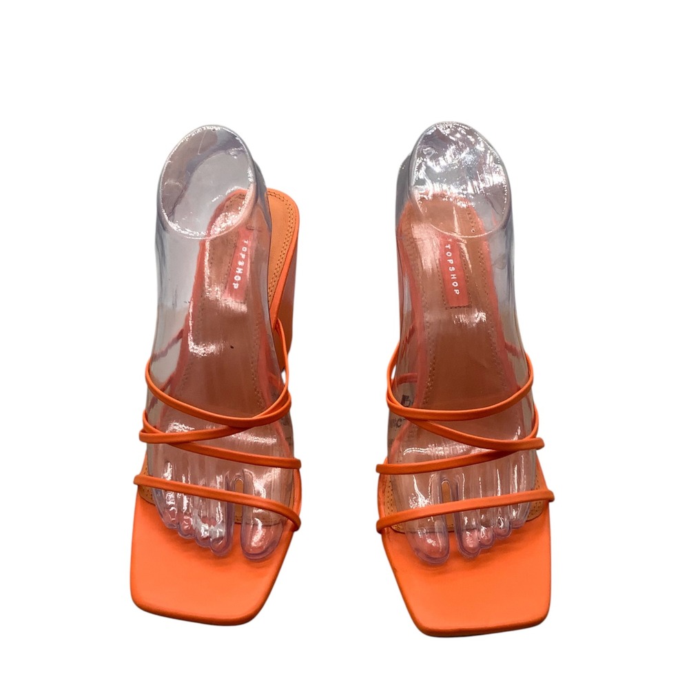 Topshop Orange Strappy Square Toe Wedge Sandals US 8 UK 6 EU 39 114610246 - Picture 5 of 8
